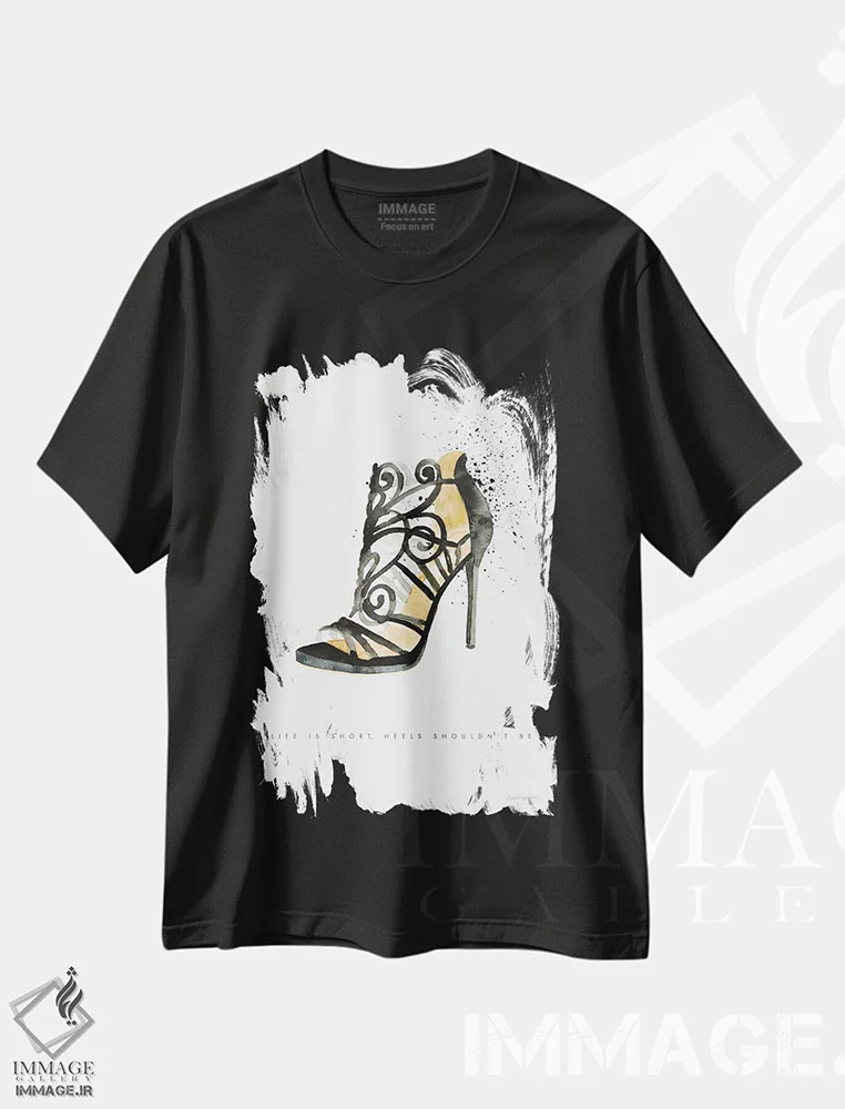 تیشرت مشکی طرح دار – تیشرت مد ,"سبک استیلتو II" اثر مرسدس لوپز چارّو immage.ir