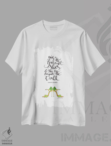 تیشرت سفید طرح دار – تیشرت زنانه ,"به دختری بده" اثر مرسدس لوپز چارّو فروشگاه ایماژ
