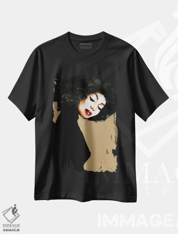 تیشرت مشکی طرح دار – تیشرت هنری زنانه ,"روح" اثر مرسدس لوپز چارّو immage.ir