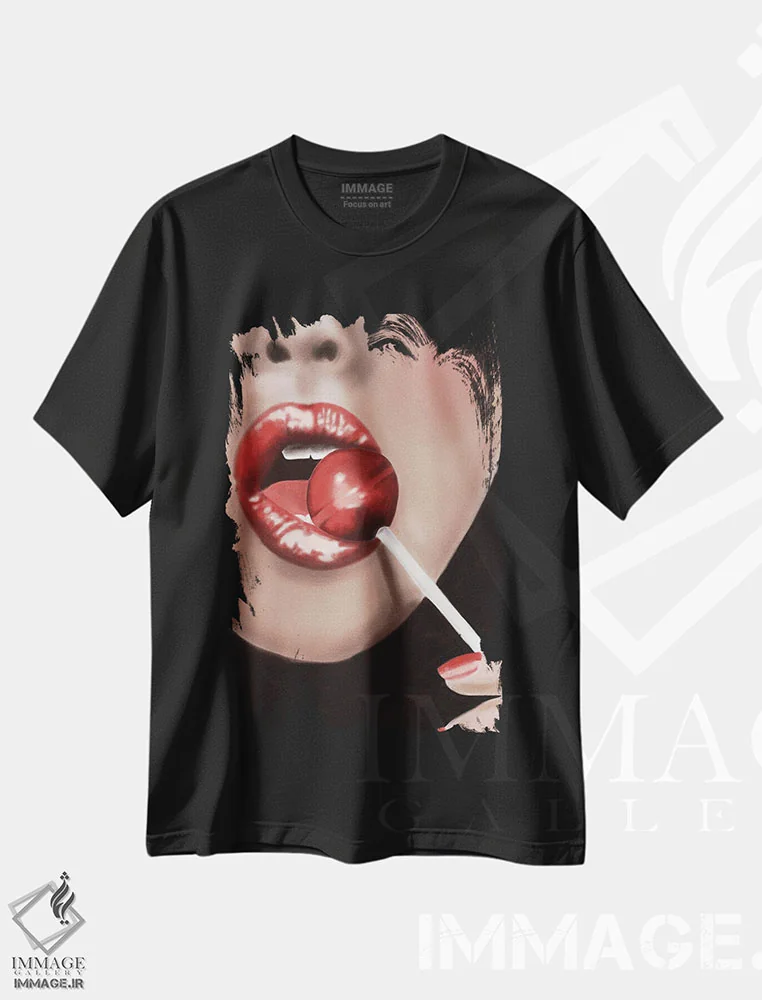 تیشرت مشکی طرح دار – تیشرت فانتزی ,"من آن را لیسیدم پس مال من است" اثر مرسدس لوپز چارّو immage.ir