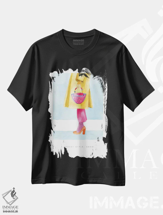 تیشرت مشکی طرح دار – تیشرت مد زنانه ,"سبک خیابانی سوهو" اثر مرسدس لوپز چارّو فروشگاه ایماژ