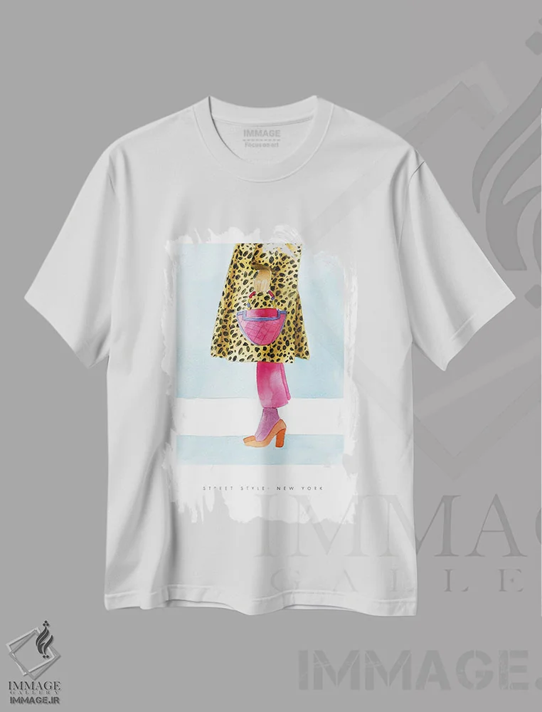 تیشرت سفید طرح دار – تیشرت مد شهری ,"سبک خیابانی نیویورک یوزپلنگ" اثر مرسدس لوپز چارّو immage.ir