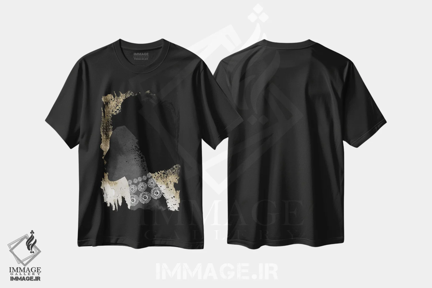 تیشرت مشکی طرح دار – تیشرت هنر آفریقایی ,"زن آفریقایی با موهای افرو" اثر مرسدس لوپز چارّو فروشگاه ایماژ