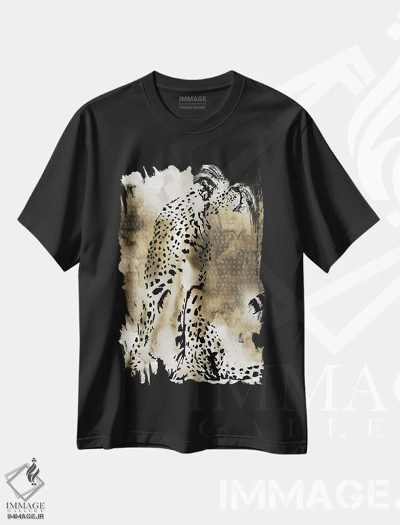 تیشرت مشکی طرح دار – تیشرت حیوانات ,"یوزپلنگ" اثر مرسدس لوپز چارّو فروشگاه ایماژ