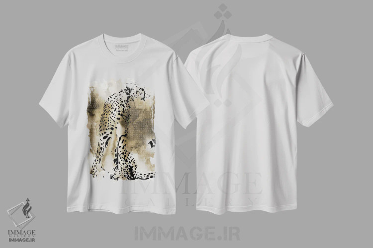 تیشرت سفید طرح دار – تیشرت حیوانات ,"یوزپلنگ" اثر مرسدس لوپز چارّو immage.ir