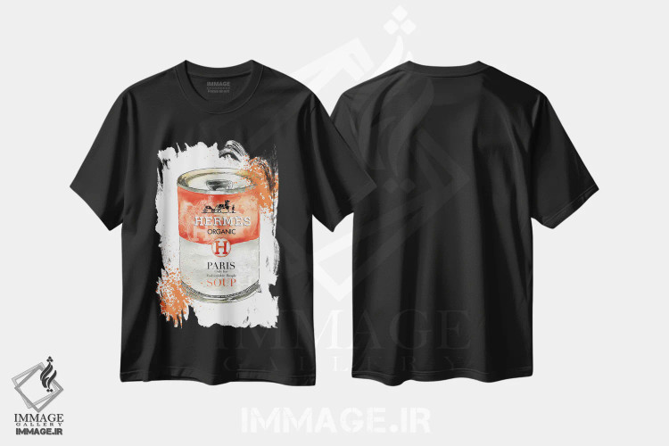 تیشرت مشکی طرح دار – تیشرت پاپ آرت ,"سوپ هرمس" اثر مرسدس لوپز چارّو immage.ir