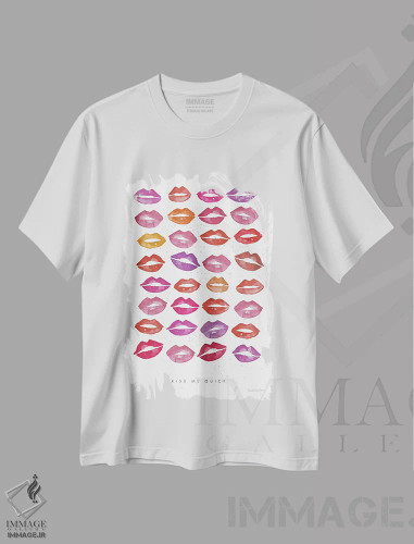 تیشرت سفید طرح دار – تیشرت مد و زیبایی ,"زود بوسم کن" اثر مرسدس لوپز چارّو فروشگاه ایماژ
