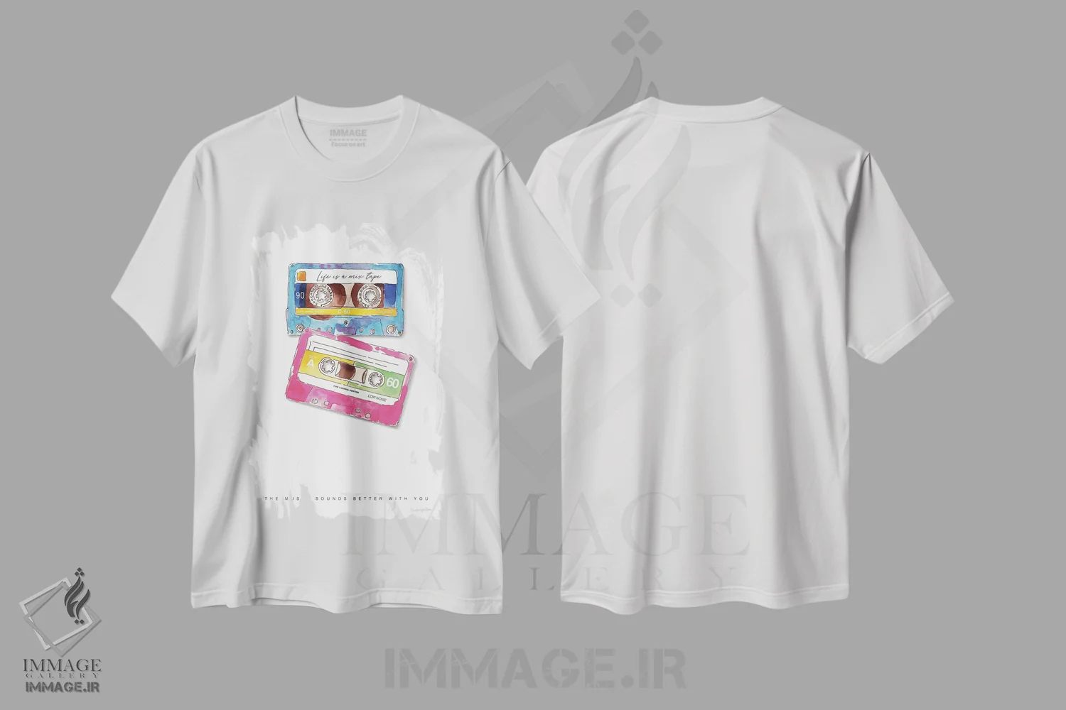 تیشرت سفید طرح دار – تیشرت موسیقی ,"عشق میکستِیپ" اثر مرسدس لوپز چارّو فروشگاه ایماژ