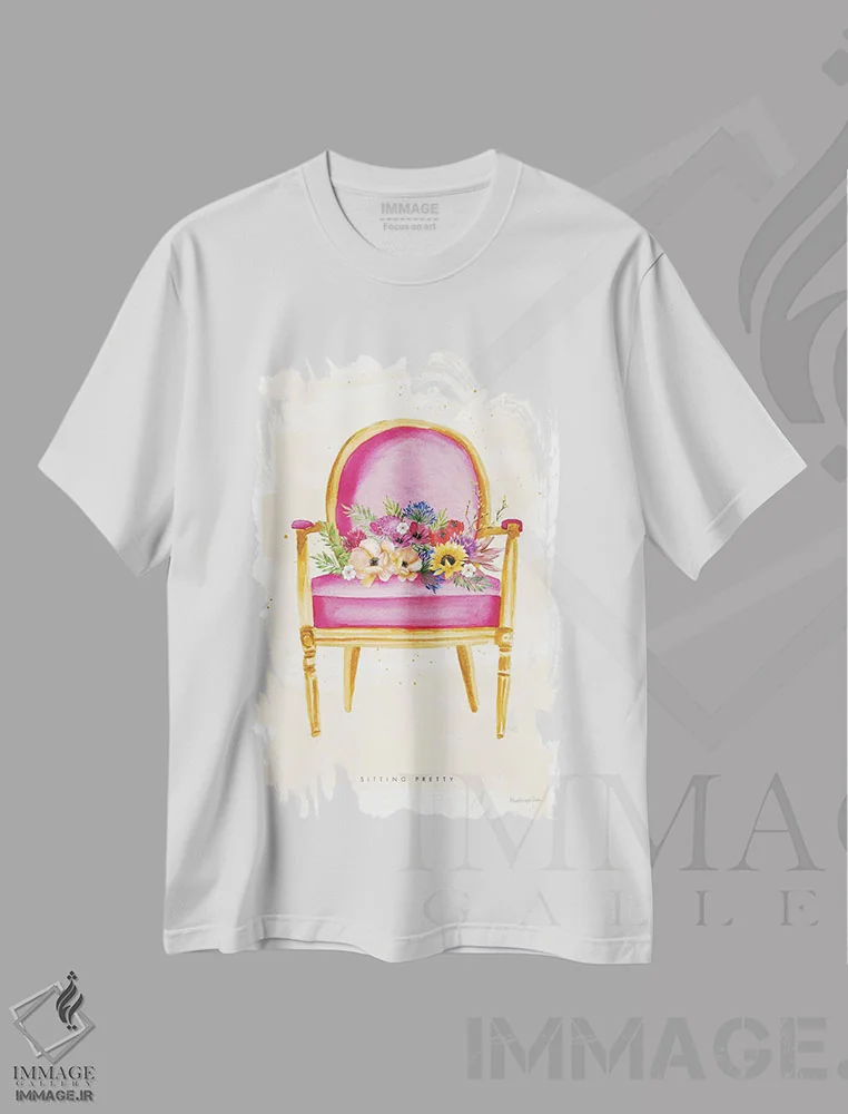 تیشرت سفید طرح دار – تیشرت شبی شیک ,"نشسته زیبا I" اثر مرسدس لوپز چارّو immage.ir