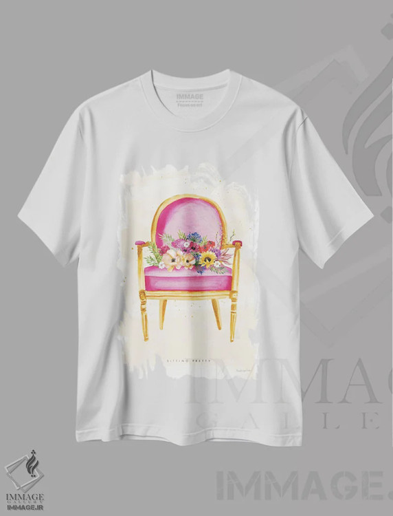 تیشرت سفید طرح دار – تیشرت شبی شیک ,"نشسته زیبا I" اثر مرسدس لوپز چارّو immage.ir