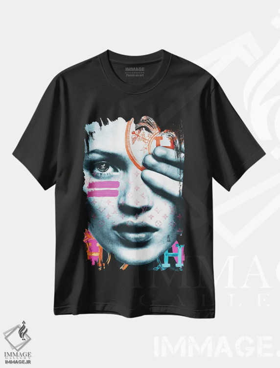 تیشرت مشکی طرح دار – تیشرت مد و برند ,"کیت شورشی روی صحنه" اثر مرسدس لوپز چارّو immage.ir