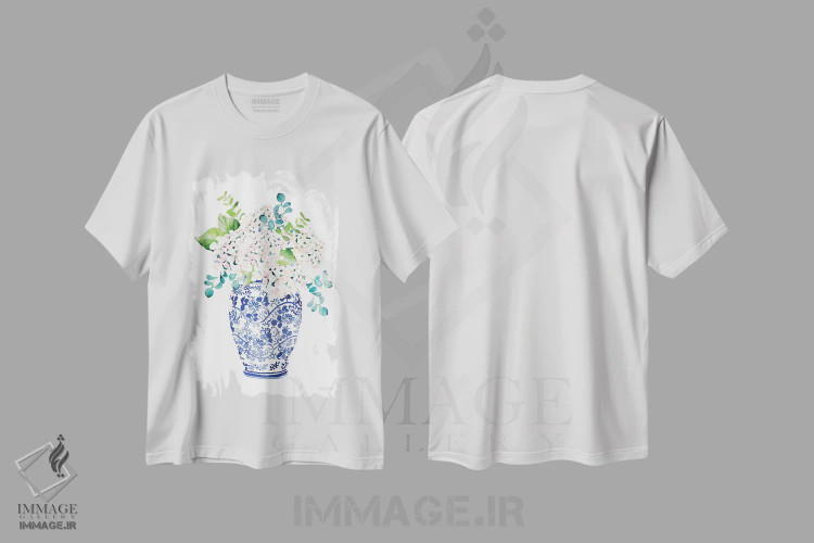 تیشرت سفید طرح دار – تیشرت گیاهان ,"گل قاصدک چینی II رنگ پریدگی" اثر مرسدس لوپز چارّو فروشگاه ایماژ