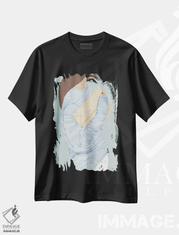 تیشرت مشکی طرح دار – تیشرت مدرن ,"راه راه I" اثر مرسدس لوپز چارّو فروشگاه ایماژ