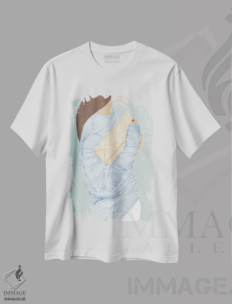 تیشرت سفید طرح دار – تیشرت مدرن ,"راه راه I" اثر مرسدس لوپز چارّو immage.ir