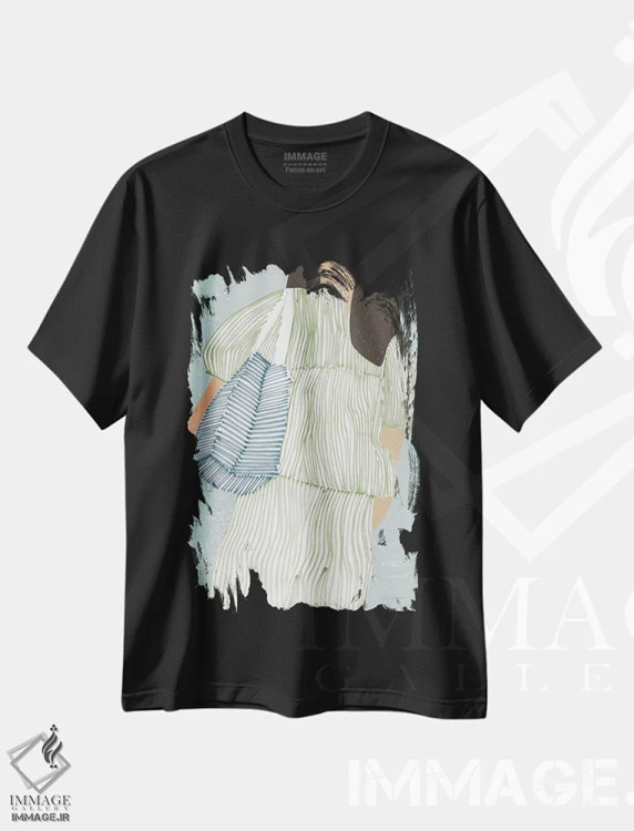 تیشرت مشکی طرح دار – تیشرت مدرن ,"راه راه II" اثر مرسدس لوپز چارّو فروشگاه ایماژ
