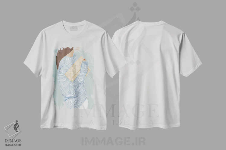 تیشرت سفید طرح دار – تیشرت مدرن ,"راه راه I" اثر مرسدس لوپز چارّو immage.ir