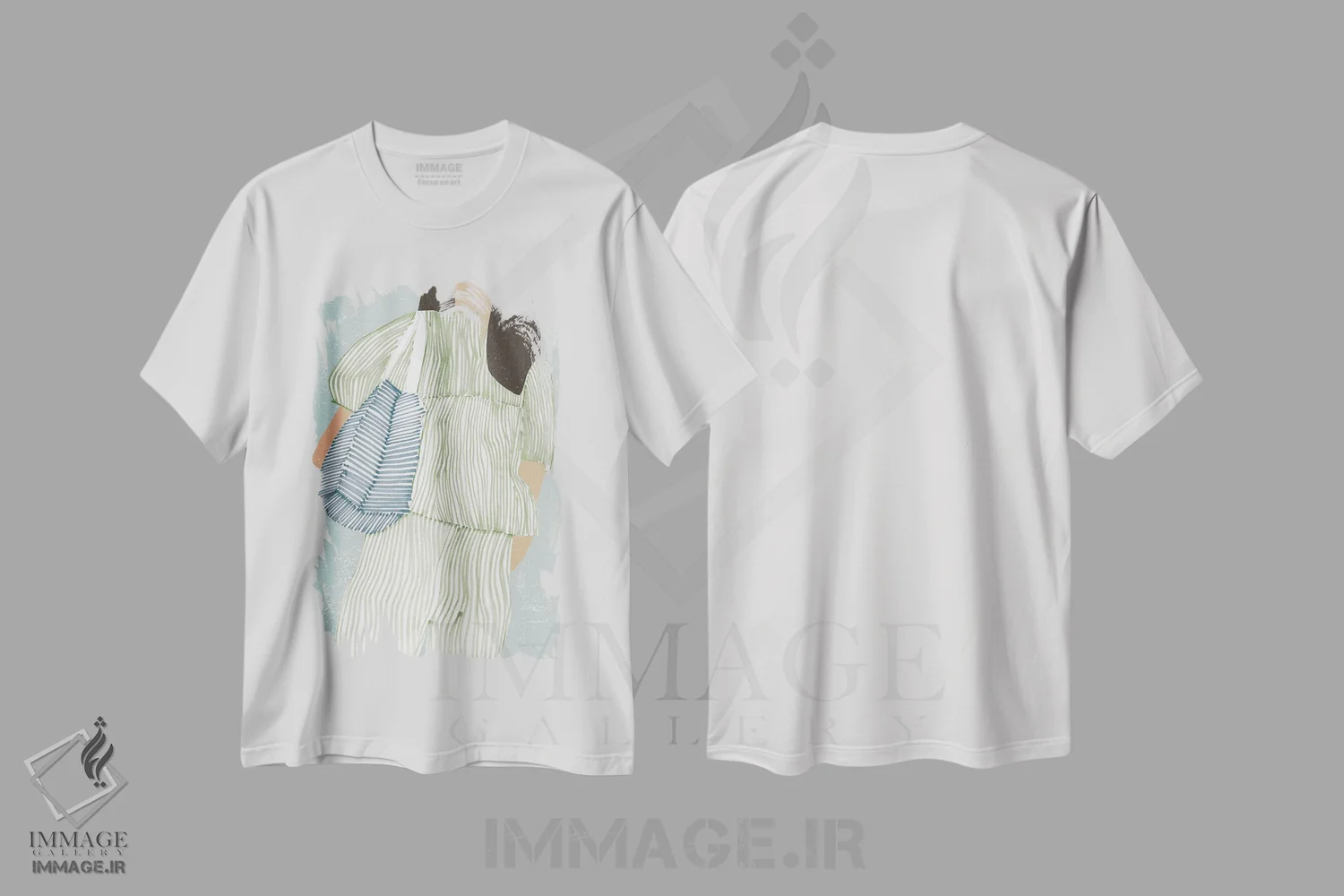 تیشرت سفید طرح دار – تیشرت مدرن ,"راه راه II" اثر مرسدس لوپز چارّو immage.ir