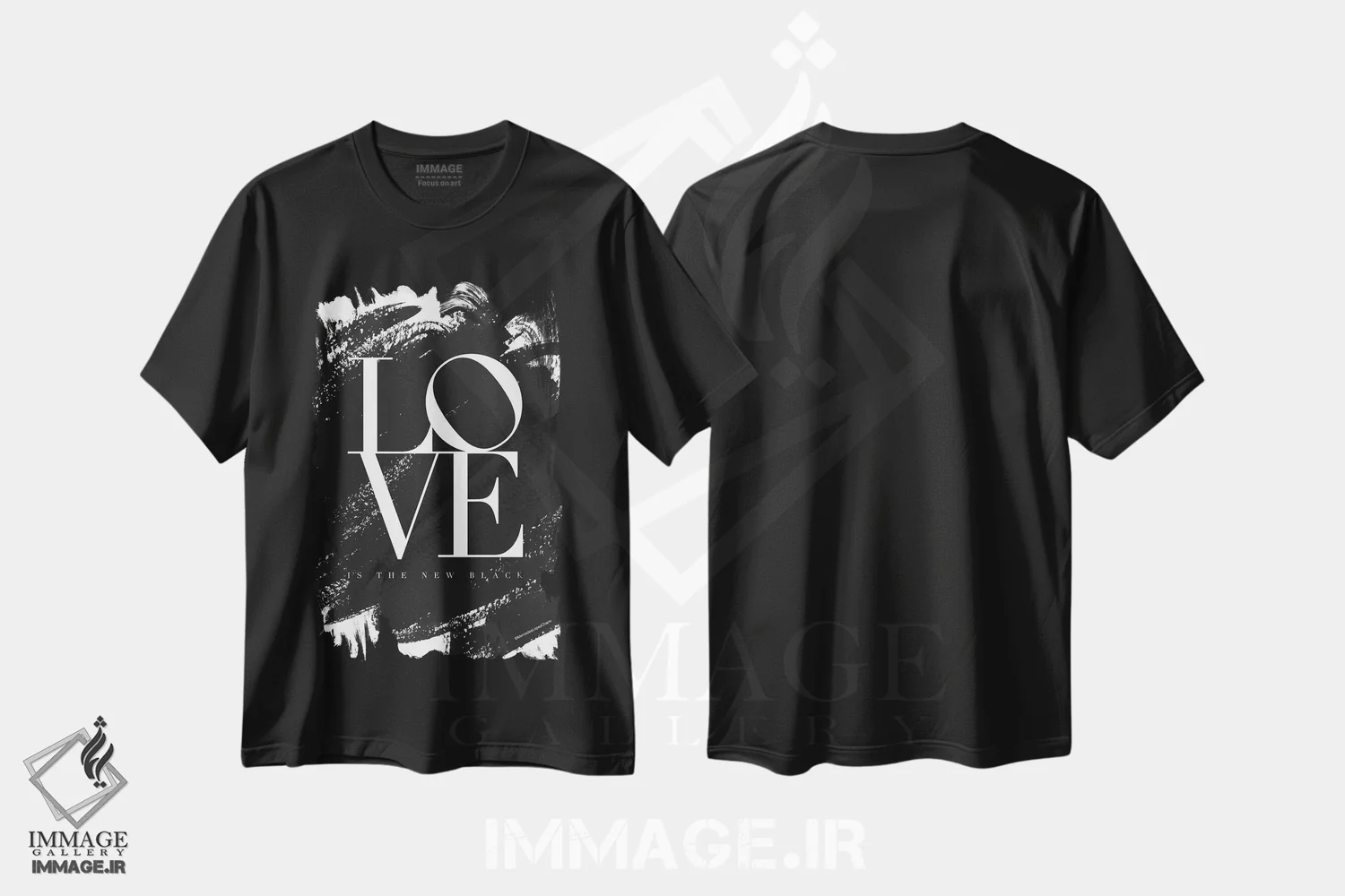 تیشرت مشکی طرح دار – تیشرت تایپوگرافی ,"عشق رنگ جدید است" اثر مرسدس لوپز چارّو فروشگاه ایماژ