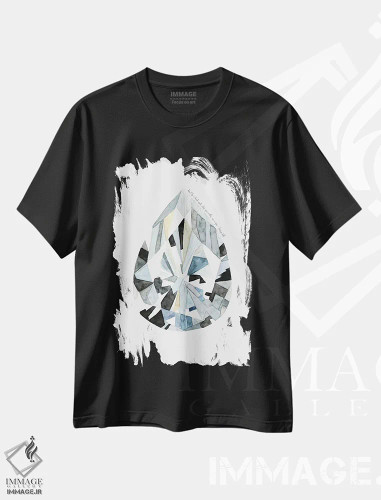تیشرت مشکی طرح دار – تیشرت مینیمالیستی ,"الماس گلابی" اثر مرسدس لوپز چارّو فروشگاه ایماژ