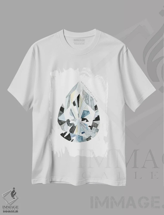 تیشرت سفید طرح دار – تیشرت مینیمالیستی ,"الماس گلابی" اثر مرسدس لوپز چارّو immage.ir