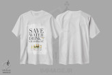 تیشرت سفید طرح دار – تیشرت طنزآمیز ,"آب را ذخیره کن" اثر مرسدس لوپز چارّو فروشگاه ایماژ