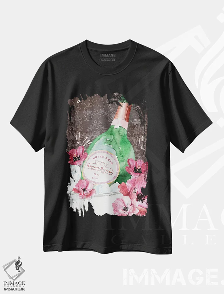 تیشرت مشکی طرح دار – تیشرت هنری ,"گل های لورن پریه" اثر مرسدس لوپز چارّو immage.ir
