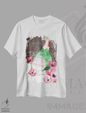تیشرت سفید طرح دار – تیشرت هنری ,"گل های لورن پریه" اثر مرسدس لوپز چارّو فروشگاه ایماژ