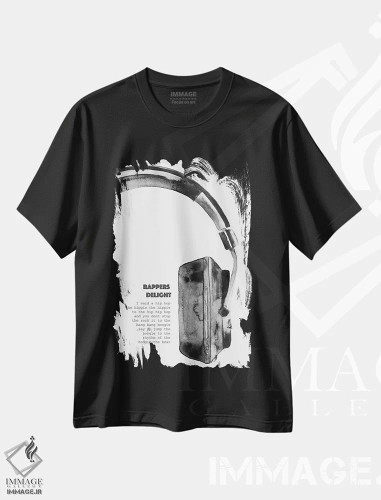 تیشرت مشکی طرح دار – تیشرت موسیقی ,"لذت رپرها" اثر مرسدس لوپز چارّو فروشگاه ایماژ