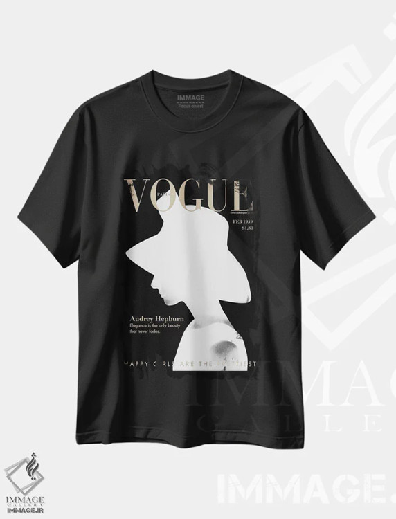 تیشرت مشکی طرح دار – تیشرت هنری ,"آدری ووگ" اثر مرسدس لوپز چارّو immage.ir