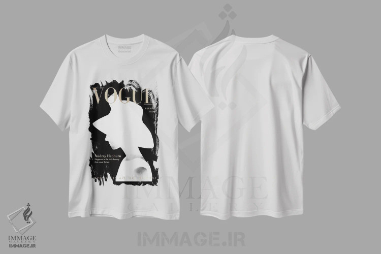 تیشرت سفید طرح دار – تیشرت هنری ,"آدری ووگ" اثر مرسدس لوپز چارّو فروشگاه ایماژ