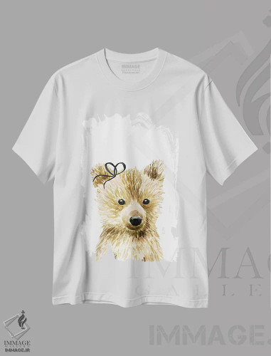 تیشرت سفید طرح دار – تیشرت حیوانات ,خرس با پاپیون اثر مرسدس لوپز چارّو فروشگاه ایماژ