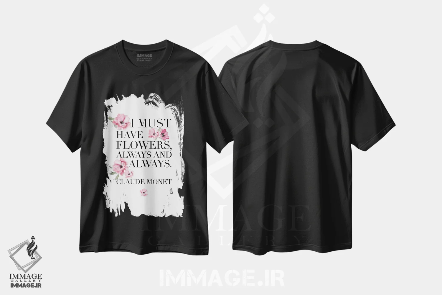 تیشرت مشکی طرح دار – تیشرت فانتزی ,من باید گل داشته باشم اثر مرسدس لوپز چارّو فروشگاه ایماژ