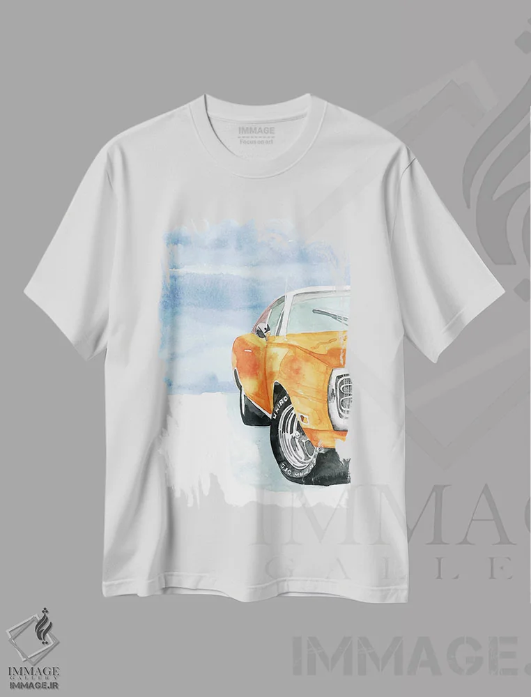 تیشرت سفید طرح دار – تیشرت وینتیج ,خودروی دوج کلاسیک اثر مرسدس لوپز چارّو فروشگاه ایماژ
