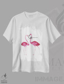 تیشرت سفید طرح دار – تیشرت حیوانات ,جفت فلامینگو اثر مرسدس لوپز چارّو فروشگاه ایماژ