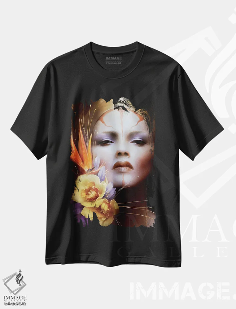 تیشرت مشکی طرح دار – تیشرت هنری ,دوباره اثر ملانی دلان فروشگاه ایماژ