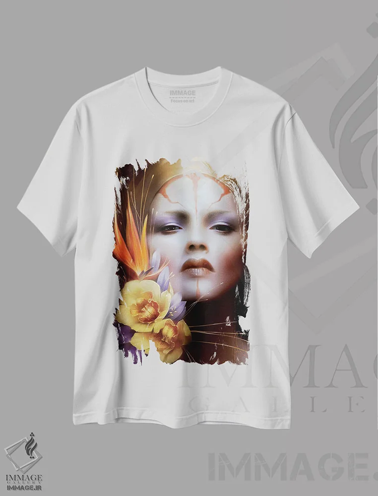 تیشرت سفید طرح دار – تیشرت هنری ,دوباره اثر ملانی دلان immage.ir