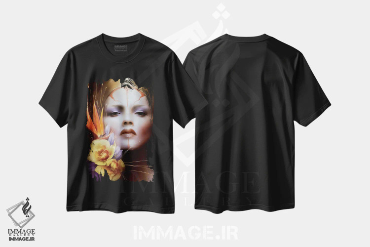 تیشرت مشکی طرح دار – تیشرت هنری ,دوباره اثر ملانی دلان فروشگاه ایماژ