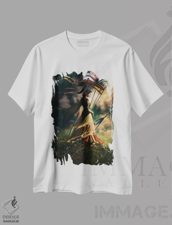 تیشرت سفید طرح دار – تیشرت هنری ,درخشندگی اثر ملانی دلان فروشگاه ایماژ