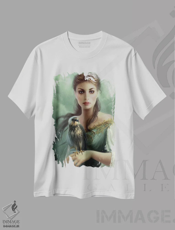 تیشرت سفید طرح دار – تیشرت هنری زنانه ,روح رازآلود اثر ملانی دلان immage.ir