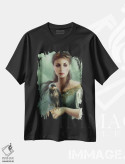تیشرت مشکی طرح دار – تیشرت هنری زنانه ,روح رازآلود اثر ملانی دلان فروشگاه ایماژ