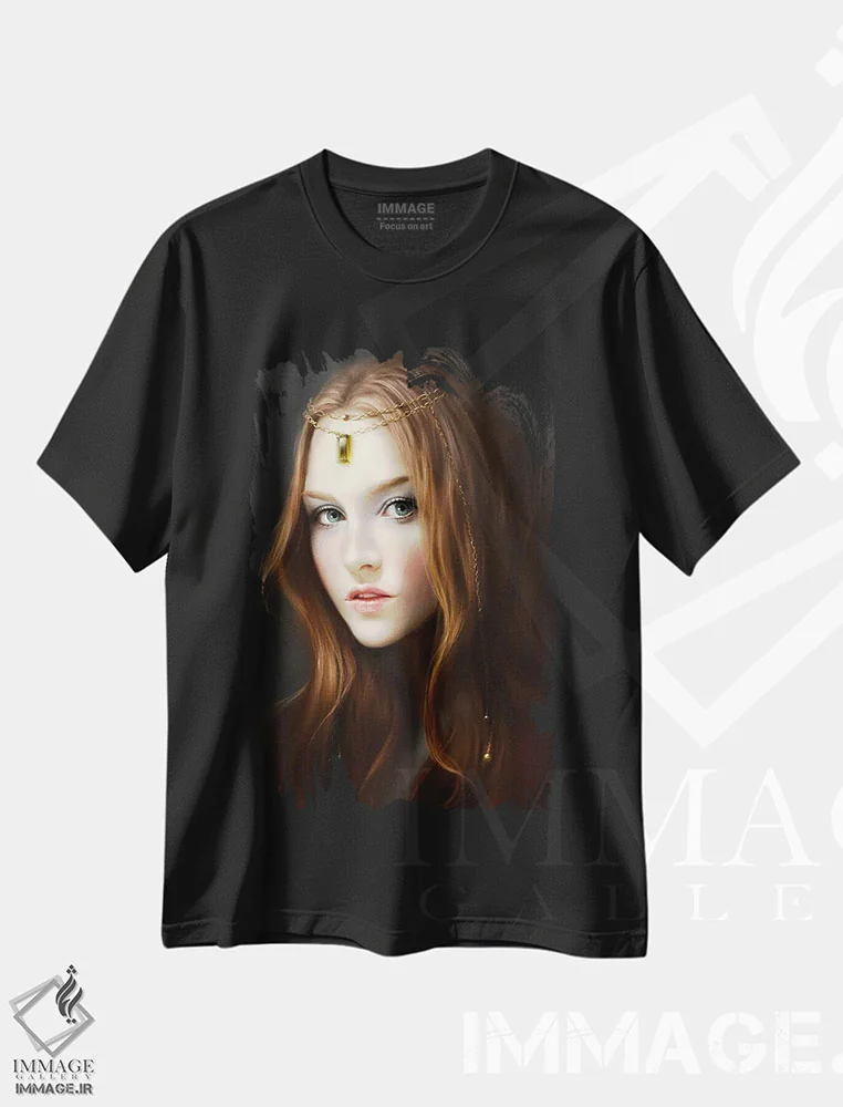 تیشرت مشکی طرح دار – تیشرت هنری زنانه ,بی رحم اثر ملانی دلان immage.ir