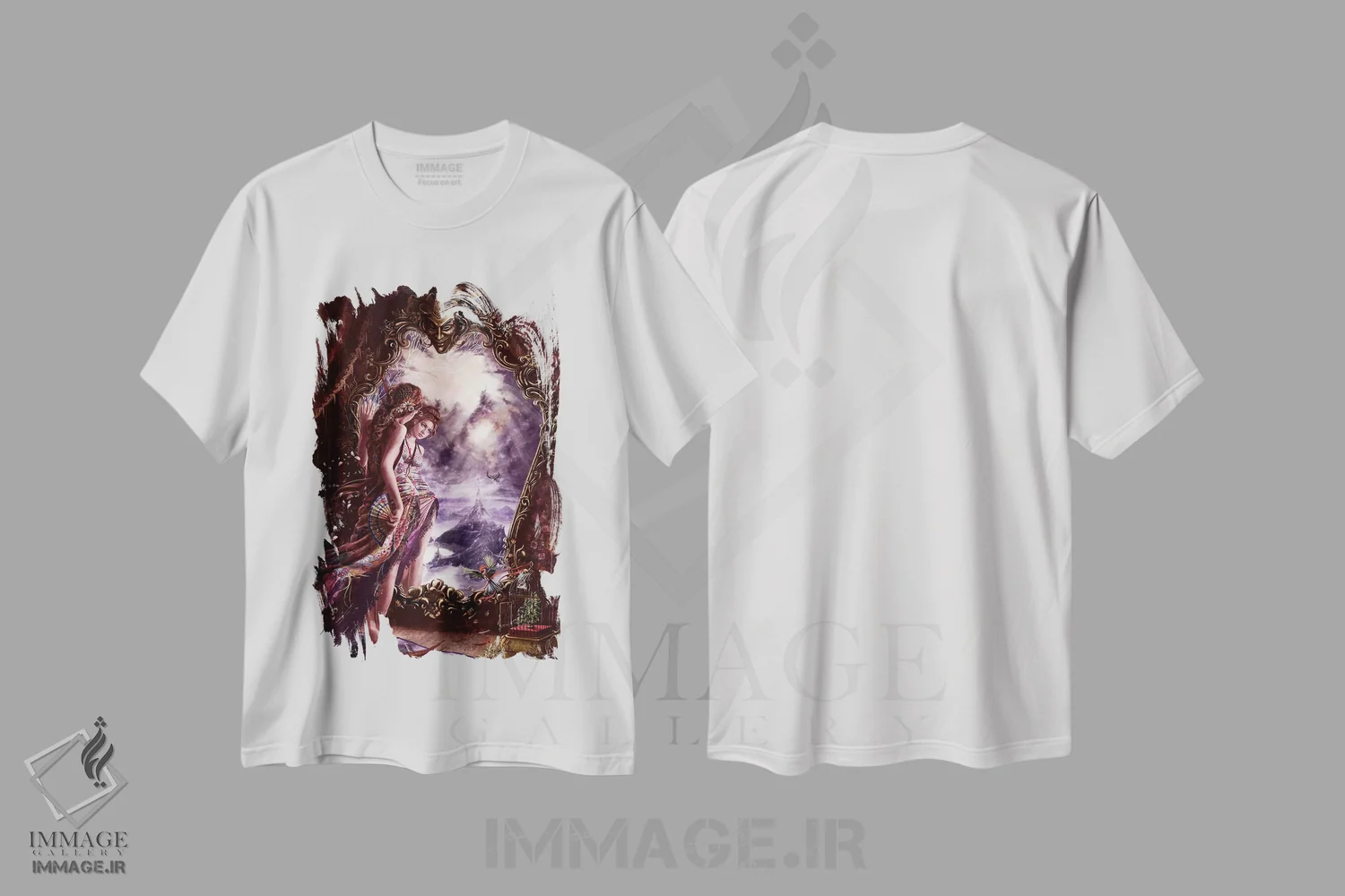 تیشرت سفید طرح دار – تیشرت هنری فانتزی ,انعکاس های ناامیدانه اثر ملانی دلان immage.ir