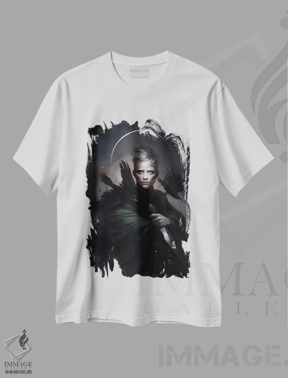 تیشرت سفید طرح دار – تیشرت هنری فانتزی ,مکان ساکت اثر ملانی دلان فروشگاه ایماژ