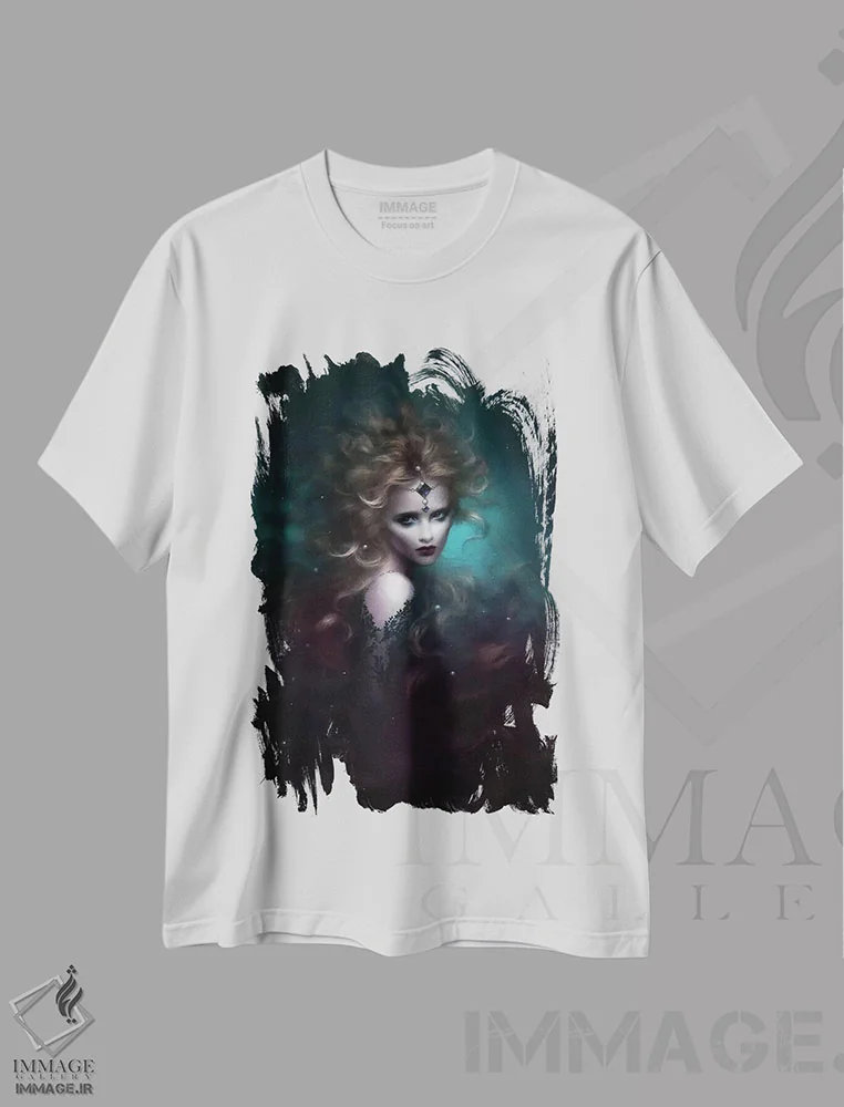 تیشرت سفید طرح دار – تیشرت مینیمال ,سورا اثر ملانی دلان immage.ir