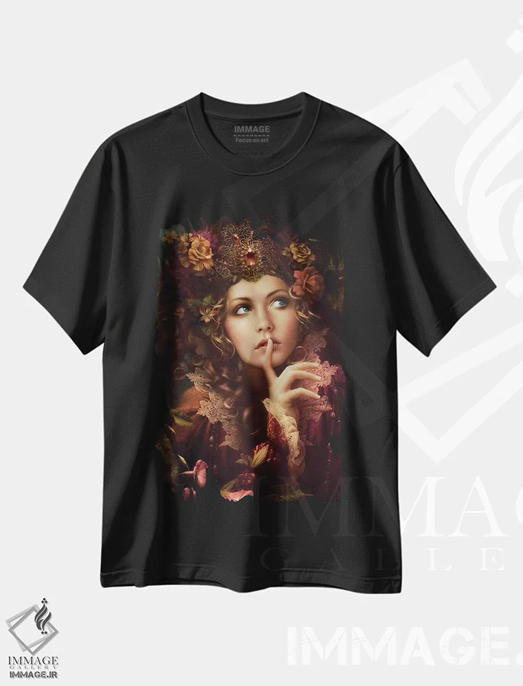 تیشرت مشکی طرح دار – تیشرت هنری ,نجواها اثر ملانی دلان فروشگاه ایماژ