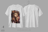 تیشرت سفید طرح دار – تیشرت هنری ,نجواها اثر ملانی دلان immage.ir