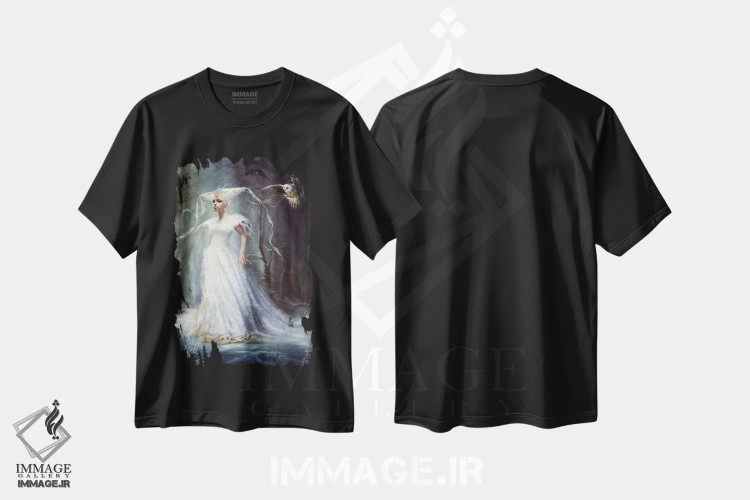 تیشرت مشکی طرح دار – تیشرت گوتیک ,روح سرزمین زمستان اثر ملانی دلان immage.ir