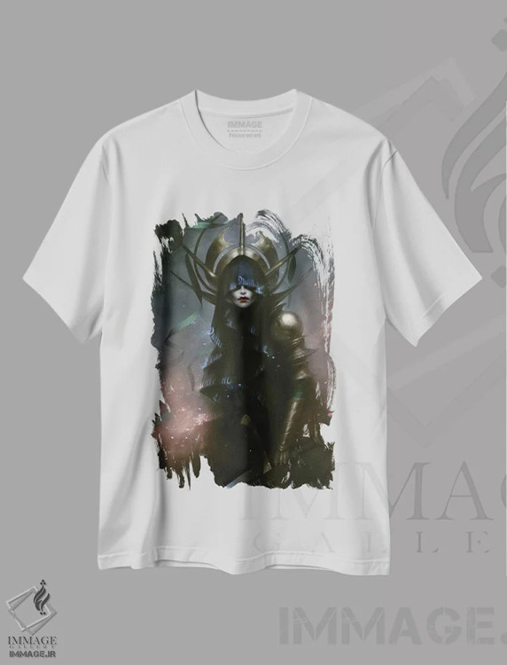 تیشرت سفید طرح دار – تیشرت مینیمال ,نور روز اثر ملانی دلان immage.ir