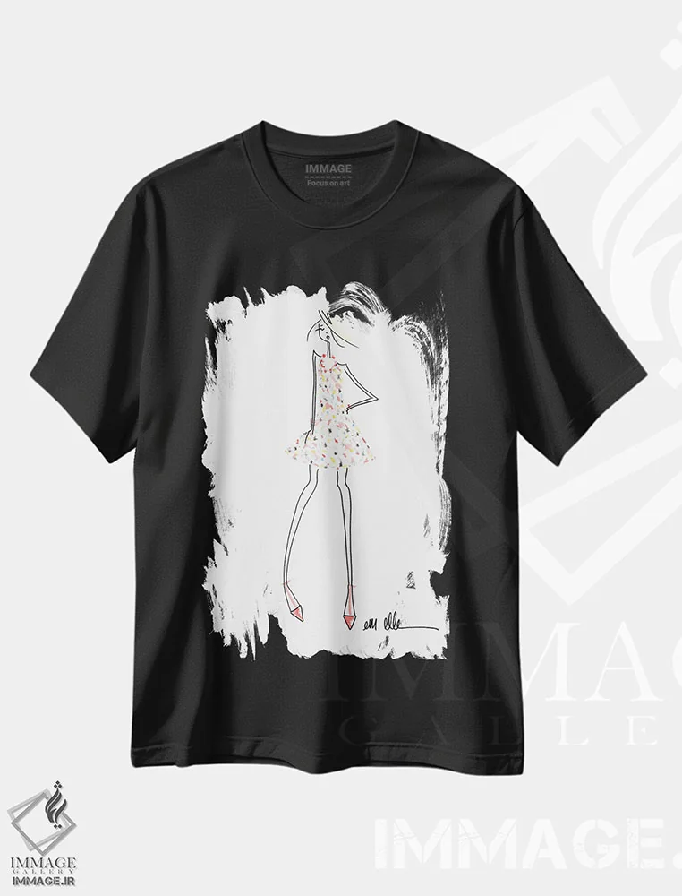 تیشرت مشکی طرح دار – تیشرت مینیمال ,الهام گرفته اثر ام ال فروشگاه ایماژ