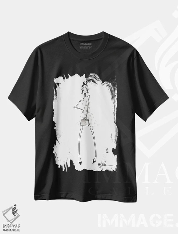 تیشرت مشکی طرح دار – تیشرت مینیمال ,قرار ناهار اثر ام ال فروشگاه ایماژ